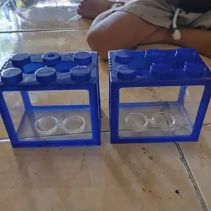 12x8cm Akuarium Ikan Cupang Akrilik Aquarium Mini Acrylic Aquarium Mini Cupang Hias Emas Kura-kura Kotak Kandang Hewan DIY