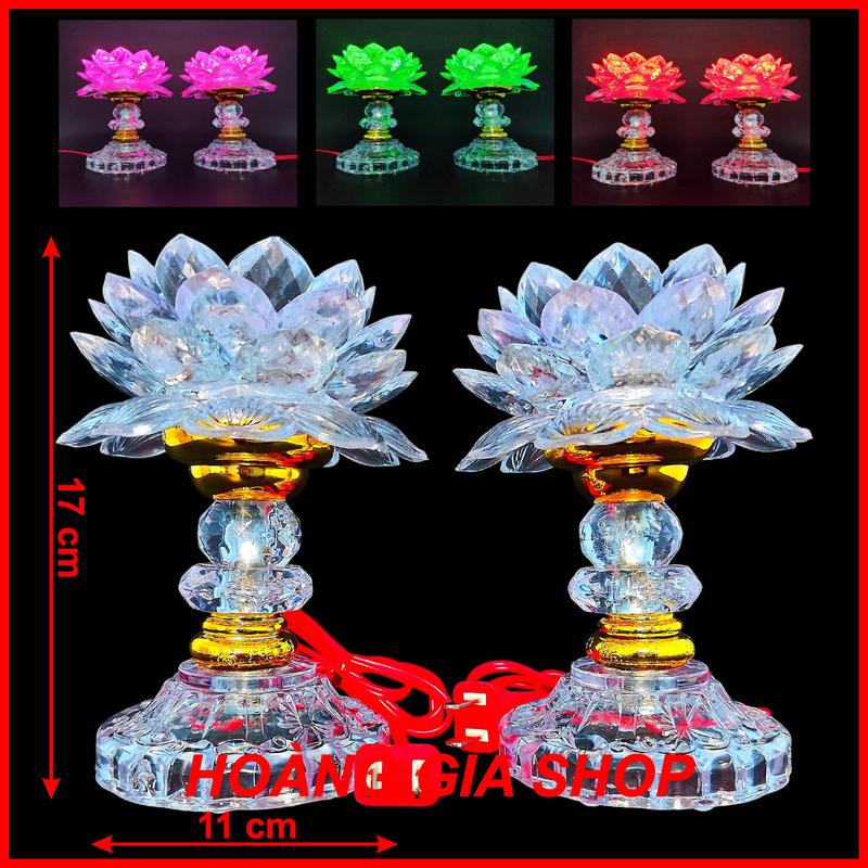Giá 1 cặp Đèn thờ cúng hoa sen đổi 7 màu chất lượng ánh sáng cao trang trí bàn thờ tổ tiên ông bà thờ phật quan âm thần tài thổ địa