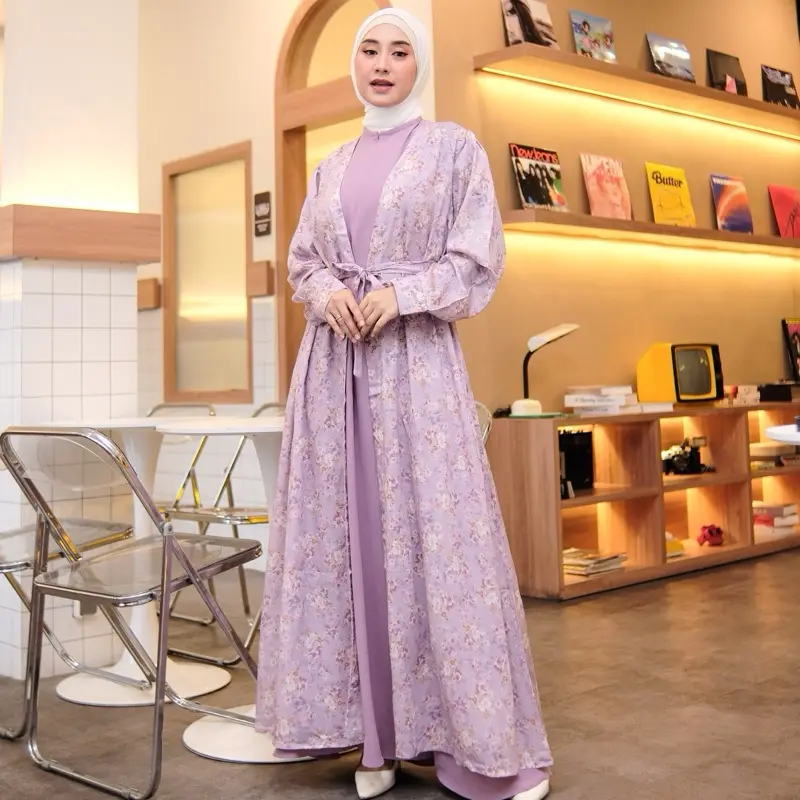 Claudia Gamis Outher Motif By Melisa Syari Wanita Muslim Dress Airflow Rayon 0