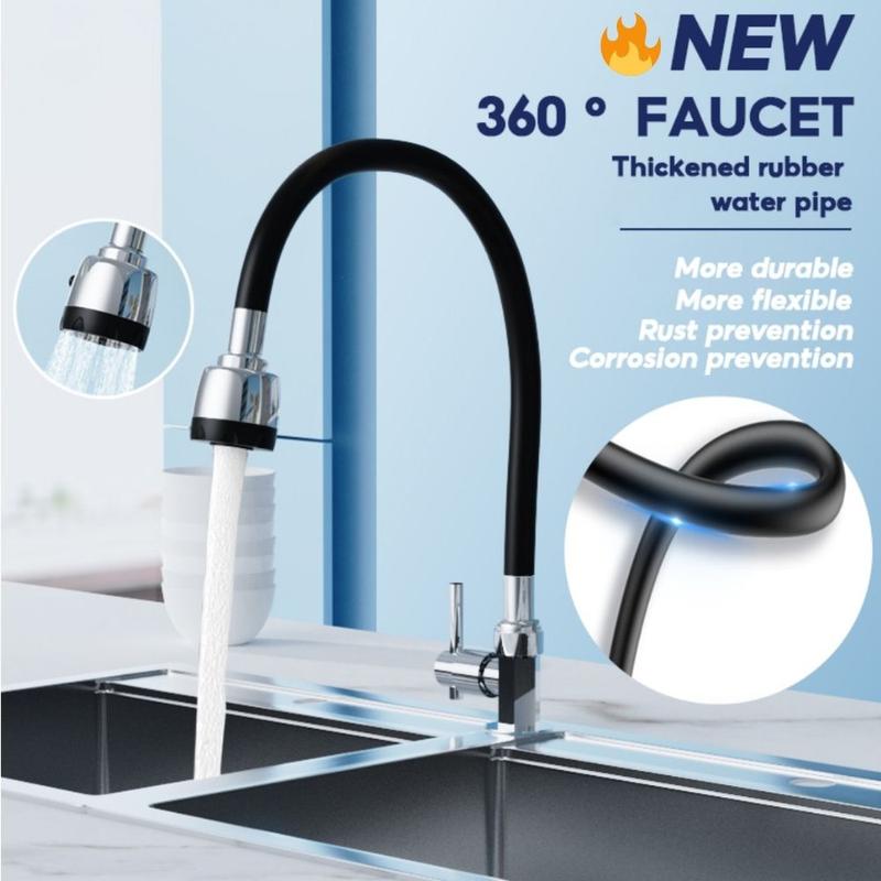 Kran Angsa Dapur Fleksibel/Kran Angsa Wastafel Kran Angsa Cuci Tangan Kran Air Kran Angsa Wastafel Black-1/2 Inch 2 Mode 0