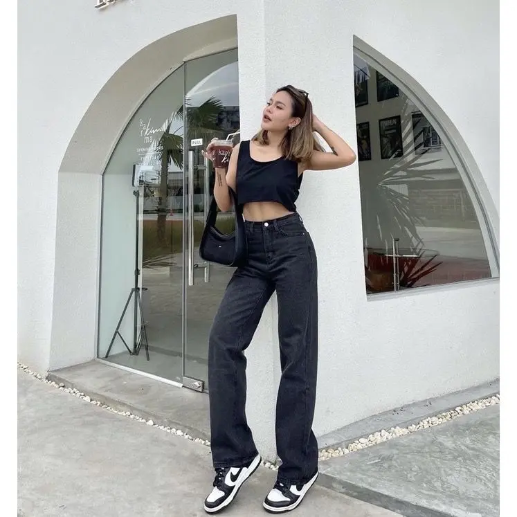 CELANA HIGHWAIST KULOT LOOSE JEANS WANITA/CELANA LOSS/JEANS KEKINIAN Bawahan Panjang 2