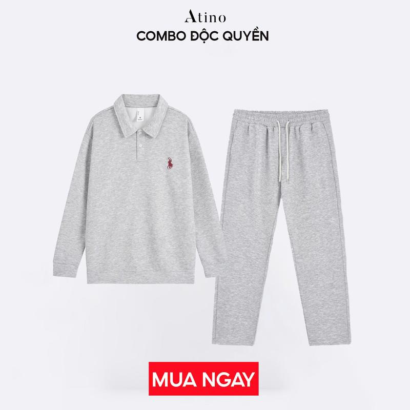 Bộ Thể Thao Dài Tay Nam Thêu Ngựa Vải Nỉ 2 Da L.3.7855 & L.3.1844 - Set Áo Quần Phong Cách Thời Trang