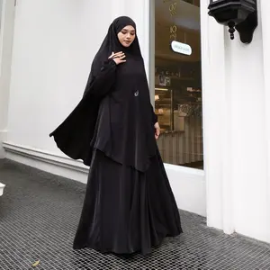 Naziha Set Gamis Dress Abaya Syari by Jesi Achmad Busana Muslimah untuk Umroh Haji Bahan Anti UV Premium