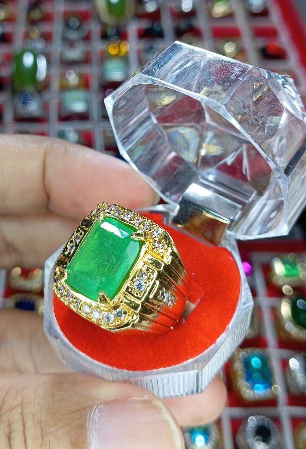 CINCIN BATU ZAMRUD COLOMBIA CHATAM TOP QUALITY IKAT PERAK GOLD MEWAH DAN ELEGANT