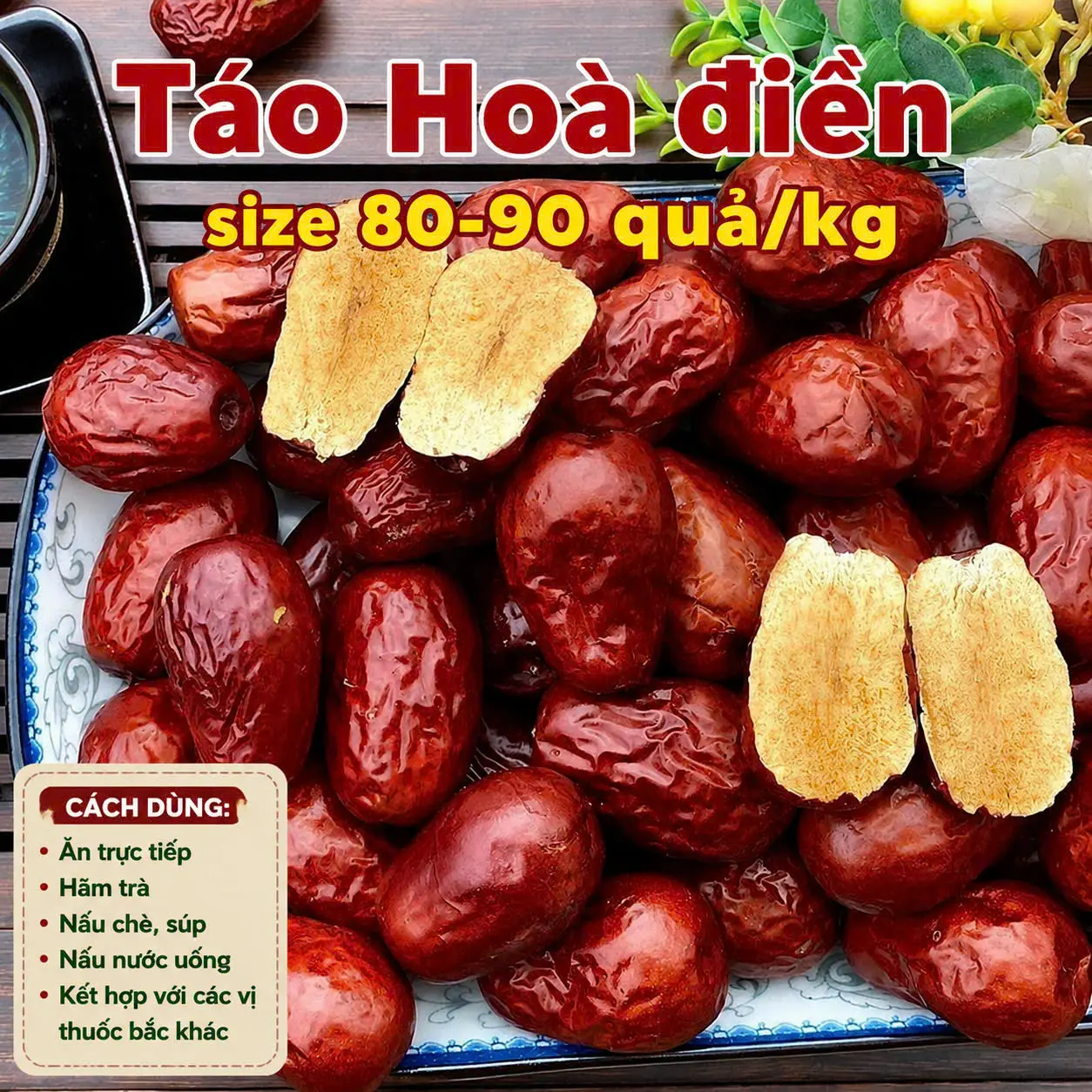 Quả táo đỏ Tân Cương sấy khô, chưa qua chế biến, chưa tẩm ướp gia vị. Dùng làm thực phẩm (không dùng làm dược liệu)