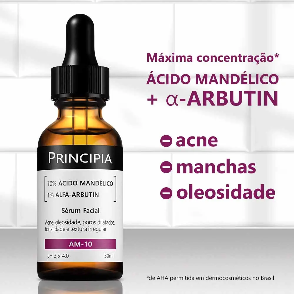 Imagem 5 de Sérum Facial 10% Ácido Mandélico + Alfa-arbutin Principia Skincare AM-10 com 30ml Oleosidase Acne