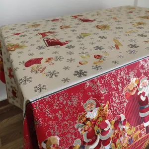 Taplak Meja Natal - Motif Santa Kupu Kupu Salju ANTI AIR PVC Taplak Meja Makan
