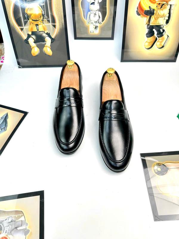 Giày A4 Lười Nam Da Bò Nguyên Tấm Mũi tròn , BH 12 tháng Shoes Hoa Đế Bằng