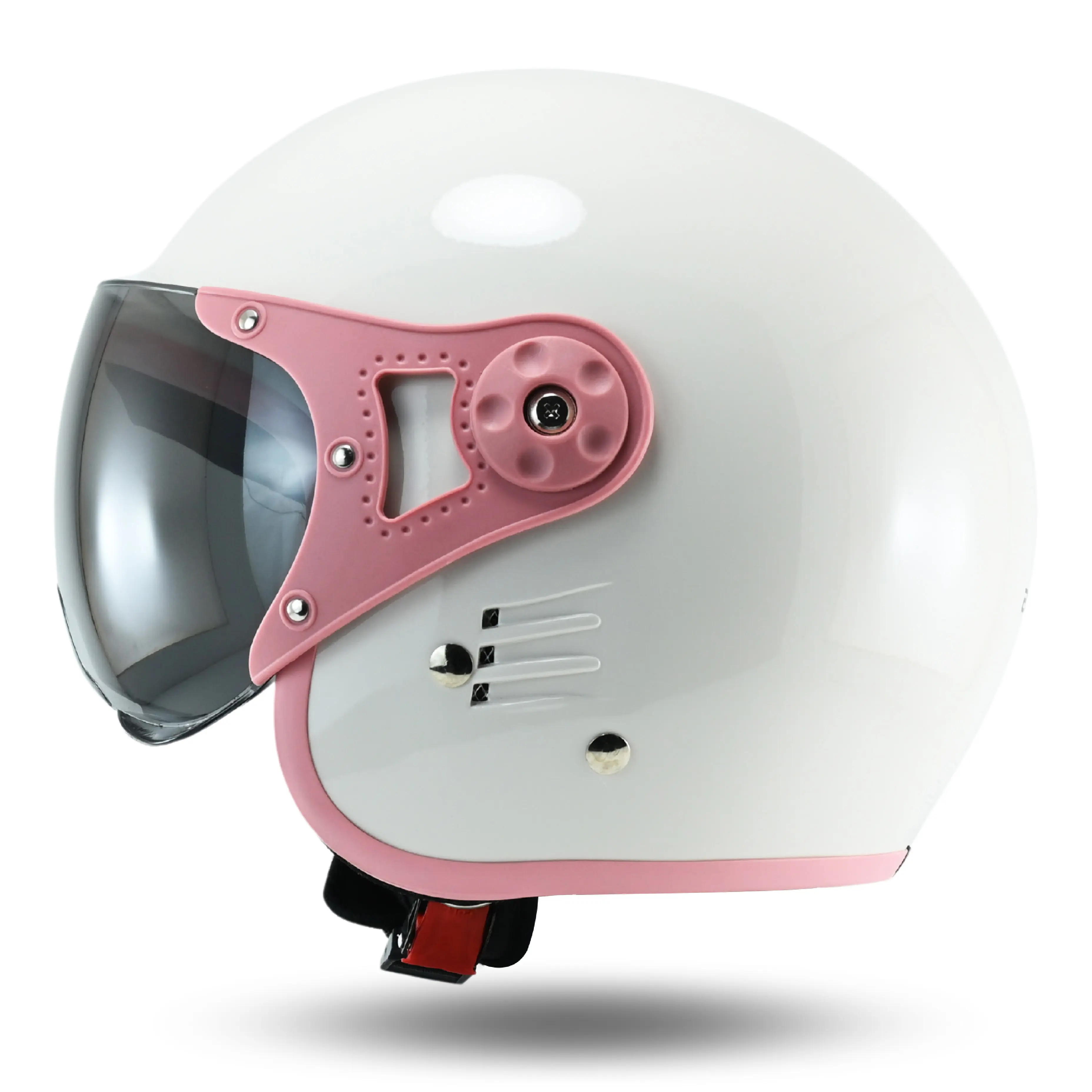 Helm Retro Helm BipPlast Pilot SNI Helm Hijab Cepol Wanita Kaca Smoke Motorcycle