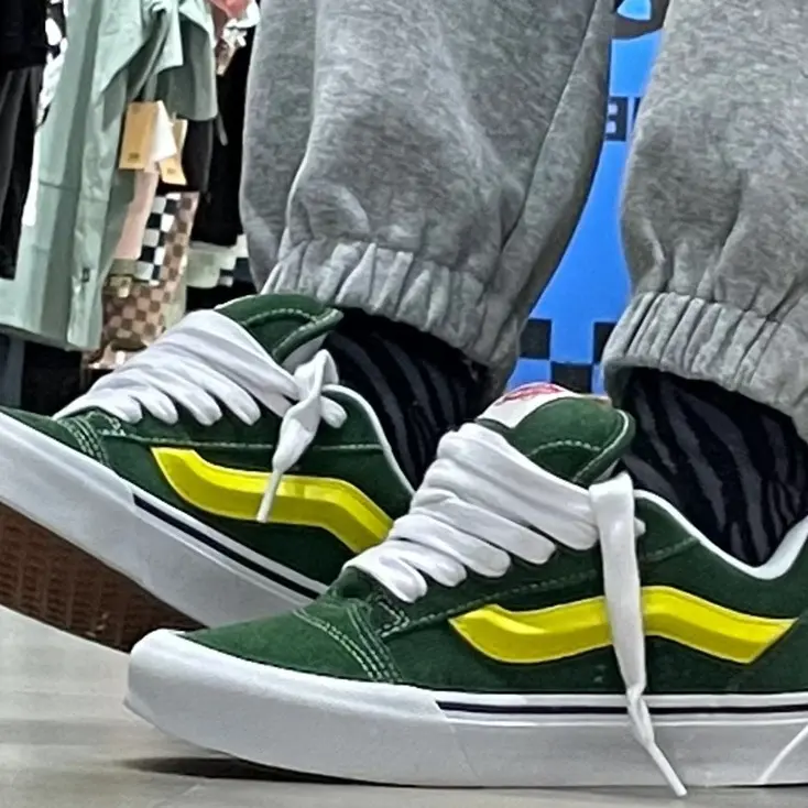 VA&0ONS Classics Knu Skool 2023 Fashion Obesity Retro Big Logo Green Classic Bread Potato Unisex Casual Canvas Shoes-2407