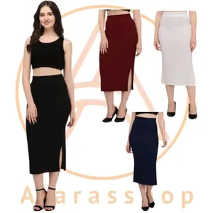 Rok Midi Belah Samping Hitam Polos Wanita Scuba 3/4 Span Formal Santai Instan - Panjang, Cewek, Katun, Casual, Baju Nyaman Pendek Variasi Putih Mini Kantor Pink Motif