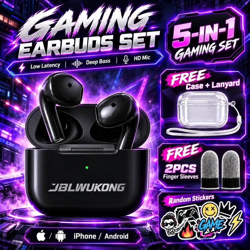 JBL WUKONG PHANTOM Air Pro 4 TWS Gaming Earbuds Set Bluetooth 6.0 Low ...