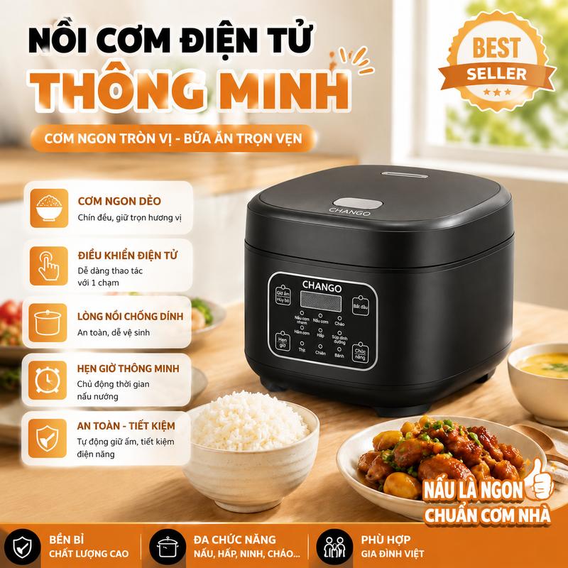 Nồi cơm điện đa chức năng mới Dung tích thực tế 1.2L có thể nấu khoảng 1.2L gạo