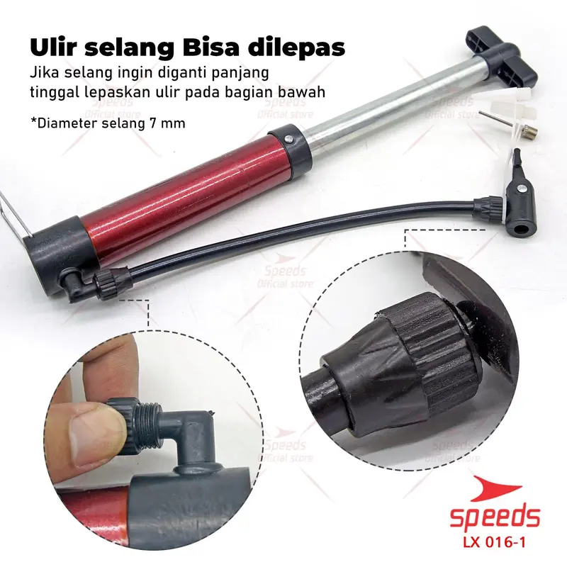 SPEEDS Pompa Angin Jarum Manual Bola Basket Sepak Futsal Volly Pump Ball LX 016-1 2