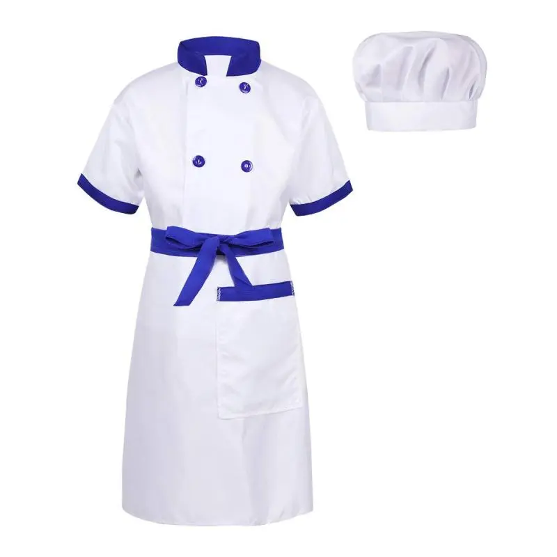 3 Pieces Chef Costume Cooking Baking Dress Up Kitchen Pretend Clothes with Apron Hat Set for Kids Boys Girls