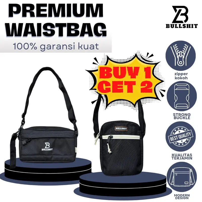 Promo Tas Bundling BELI 1 Dapat 2 Tas - Tas selempang - Bahu - Handbag  Pria Premium Bullshit KODE G01 0