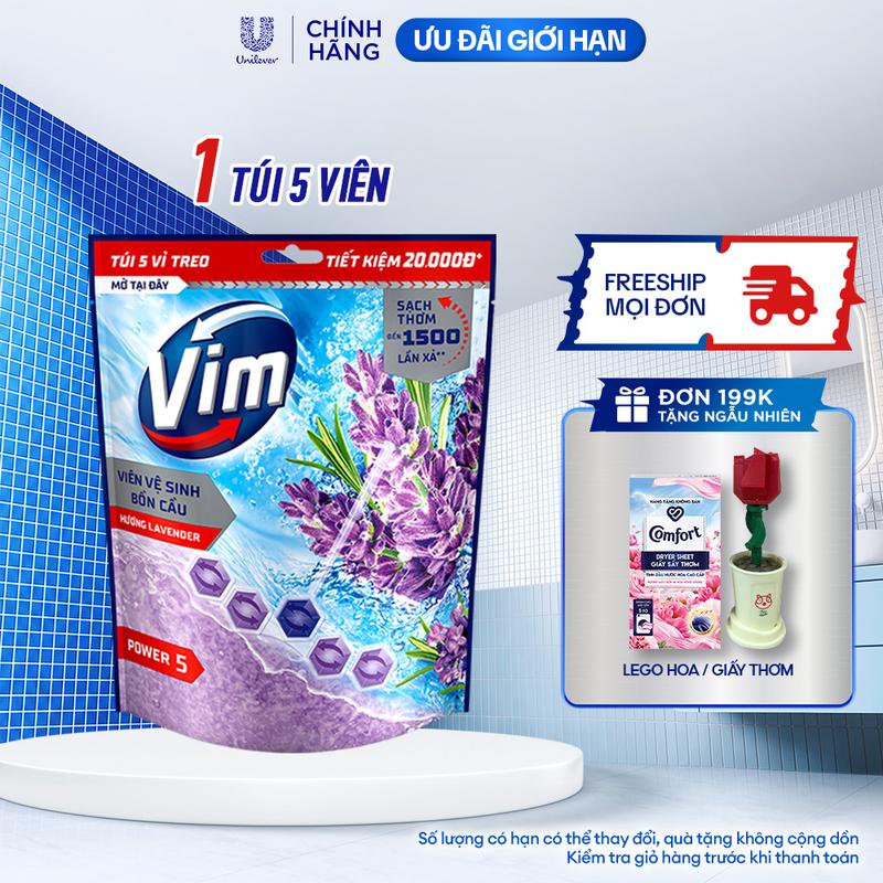 Túi 5 Vỉ Viên Treo Vệ Sinh Bồn Cầu Vim Power 5 Hỗ Trợ Sạch Thơm