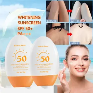 SPF 50 Sunscreen Whitening Sunblock Cream 50g Wajah Dan Badan Sunscreen Sun Protect & Moisture Pelindung dari Sinar Matahari UV Protection Cream Tidak Lengket Tahan Air Double Whitening Lightweight Refreshing