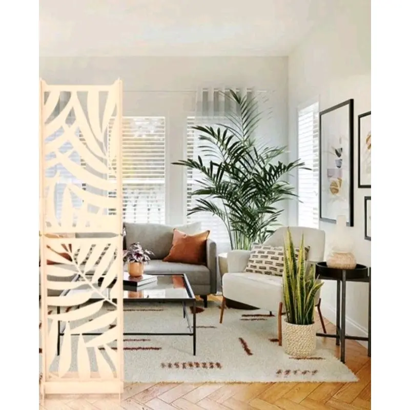 Sekat Pembatas Ruangan Lasercut Tropical Palm Leaf Kayu Aesthetic 5