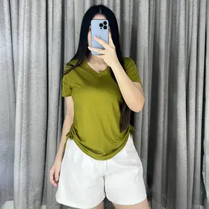 Zoe Top Serut Samping Leher V Lengan Tangan Pendek