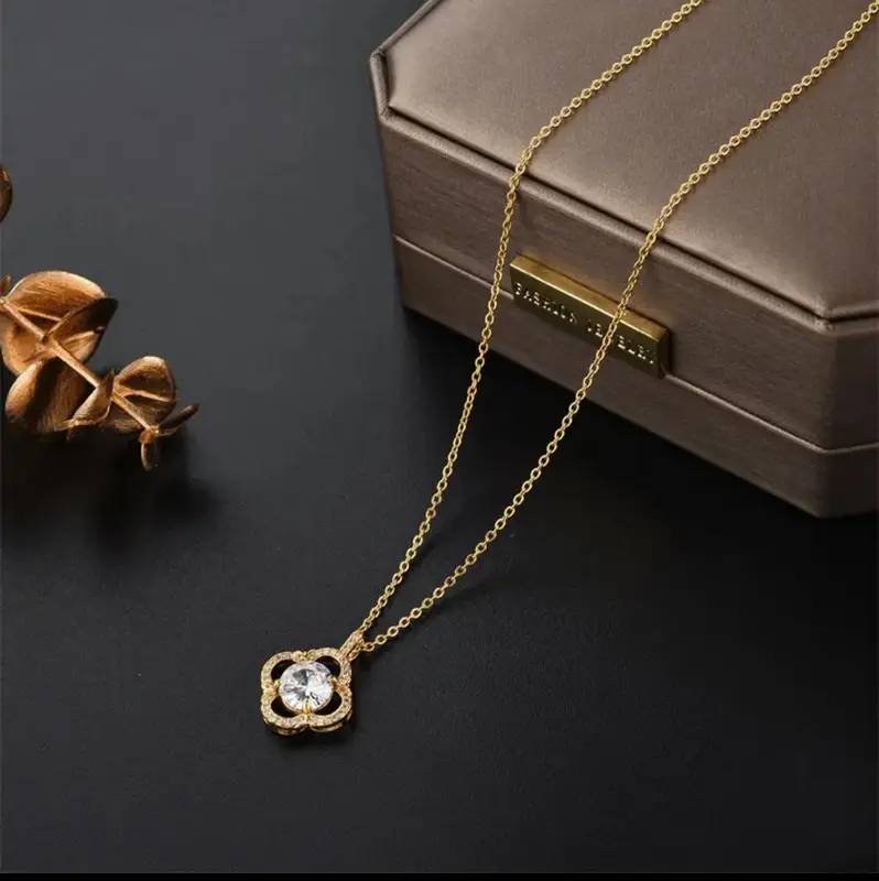 Vòng Cổ Cô Gái, Phong Cách Mới, Cỏ Ba Lá Giá Cả Phải Chăng, Sang Trọng, Được Làm Bằng Thép Titan, Không Phai Màu, Không Đen, Thích Hợp Làm Quà Tặng Cho Bạn Gái, Vợ, Mẹ Trang Sức Jewelry Women Chain Dây Chuyền 3