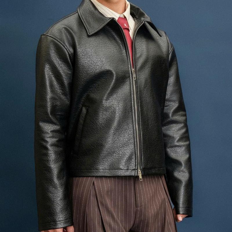 Áo khoác da form crop tôn dáng, chất liệu cao cấp, thương hiệu B Brown Menswear Nam Jacket Đen | BigBuy360 - bigbuy360.vn