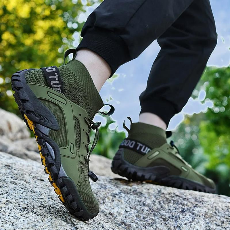 Product Introduction of Men Climbing Hiking Shoes Work Safety Shoes Trekking Mountain Boots Non-slip Wear-resistant Breathable Outdoor Gear Sneaker 1