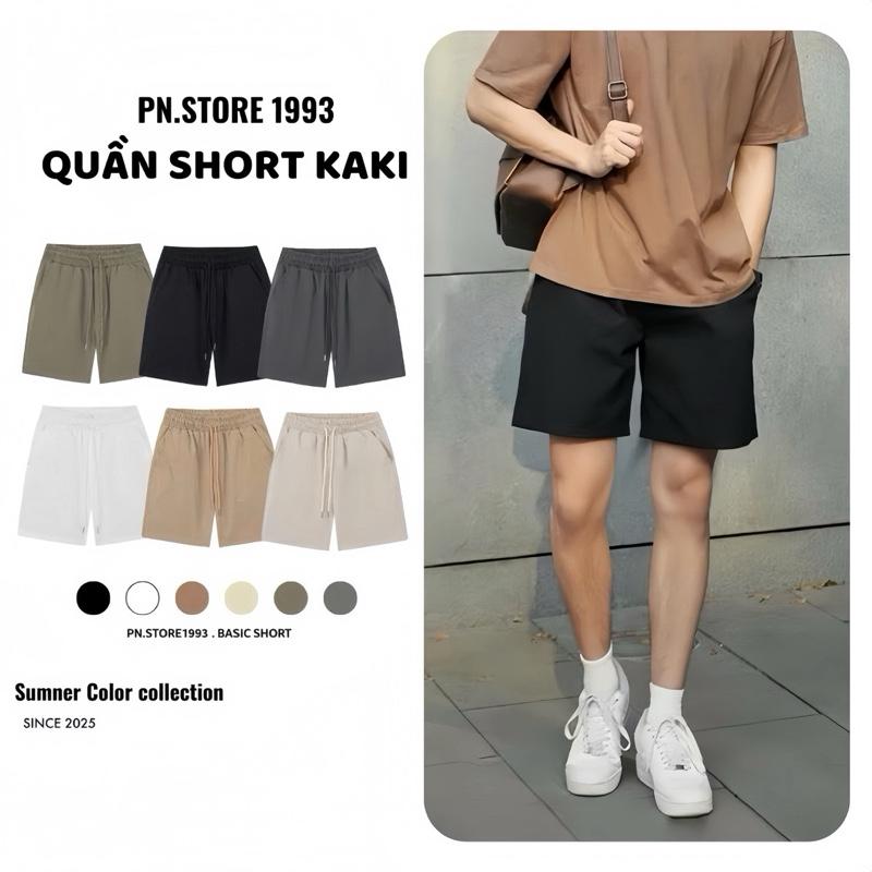 Combo 2 Quần Short Kaki Dù PN Store Dáng Trên Gối Bản Nâng Cấp Đường May Menswear Nam Kem Nhung Tre