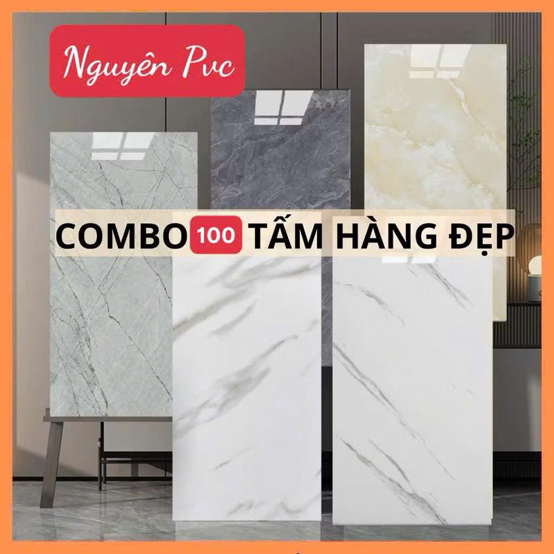 Combo 100 tấm pvc ốp tường sẵn keo đủ mẫu kt 30*60cm đá xám trắng phòng bếp gạch  ốp tường