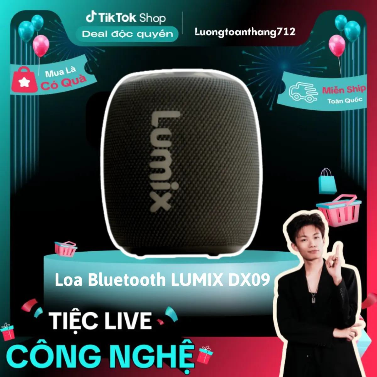 Loa Bluetooth Lumix Đèn RGB Hi-Fi 3D Công Suất 15W IPX6 - Chính hãng