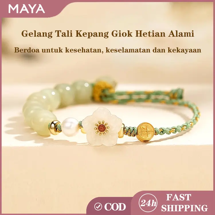 【Promo 6.6】Gelang Giok Hotan Pembawa Keberuntungan & Kedamaian - Gelang Kepang Elegan 0