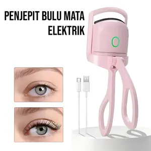 Eyelash Curler Penjepit Pelentik Bulu Mata Elektrik Portable Pink Untuk Make Up Sehari-hari Melentikkan TX-26