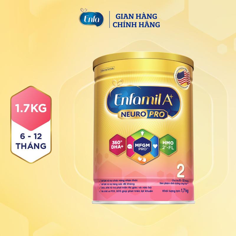 Sữa bột Enfamil A+ Neuropro 2 1.7kg với DHA giúp phát triển não bộ cho trẻ từ 6 –12 tháng tuổi