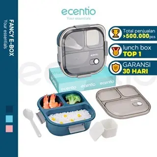 ecentio lunch box kotak bekal anti tumpah 3 grid 1100ml /850ml Kotak 2