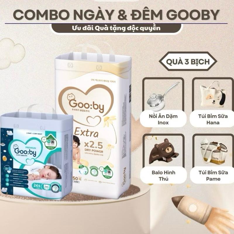   Quà tự chọn  Combo 3 bịch bỉm Gooby ngày hoặc đêm mẫu mới đủ size cho bé 
