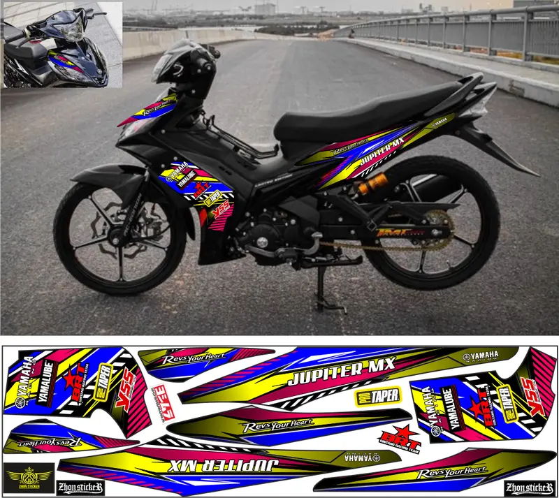 Striping variasi Yamaha Jupiter 135 Mx Old Stiker list polet Bodi Motor medusa yamaha racing Mx Lama Motorcycle 4