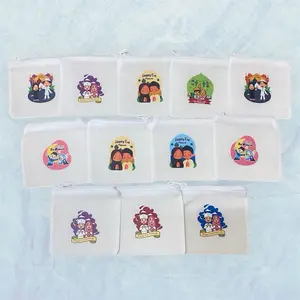 Dompet Koin Lebaran Resleting Model Kotak Sablon Jernih Bahan Sponbond Gramasi Penutup Resleting Uk 11 cm x 10 cm untuk Pouch Kecil Uang Koin Uang Kertas Permen dan Printilan Kecil Lainnya