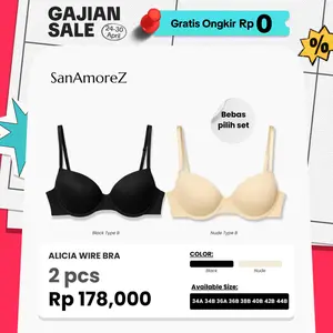 SanAmoreZ Bra Wanita Kawat 2 Pcs Bh Busa Tipis Bh Wanita Cup 3/4 Size 34A-44B SanAmoreZ Alicia Bra