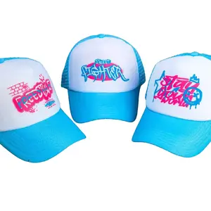Topi Jaring Outfit Kalcer Sky Blue Putih dengan Desain Street Fighter
