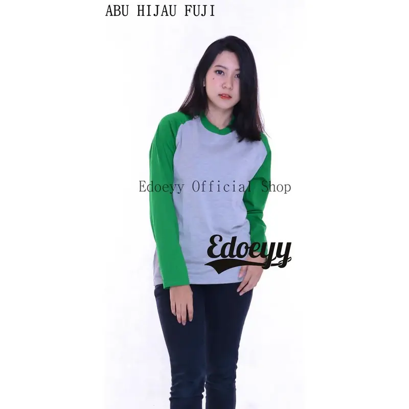Kaos Raglan Wanita Lengan Panjang - Baju Reglan Cewek Polos - Ukuran S M L XL 2