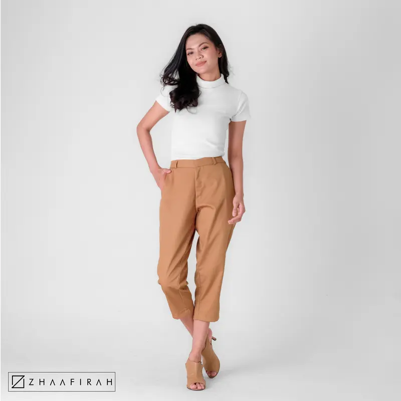 Celana Wanita Casual Kekinian 7/8 - Ankle Pants - Skinny Trouser Pants Women Kulot Panjang Drill Katun Linen 0