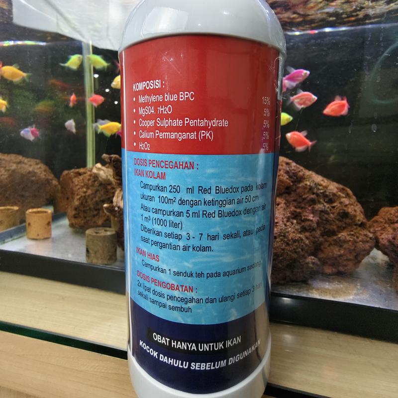 RED BLUEDOX FIRST HAND OBAT KUTU JAMUR PARASIT BAKTERI LUKA AEROMONAS WHITE SPOT WHITESPOT SIRIP RUSAK ICHTHYOPHTHIRIUS SEGALA JENIS IKAN AIR TAWAR ORI 1