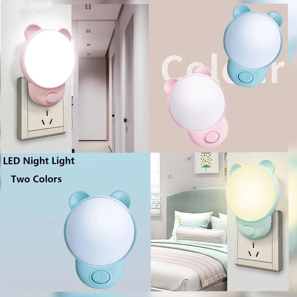 Lampu Tidur LED Beruang Hadiah untuk Bayi & Kekasih - Lampu Malam 2 Warna dengan Sensor Gerak, Cahaya Lembut Cegah Takut Gelap, Bantu Tidur Nyenyak