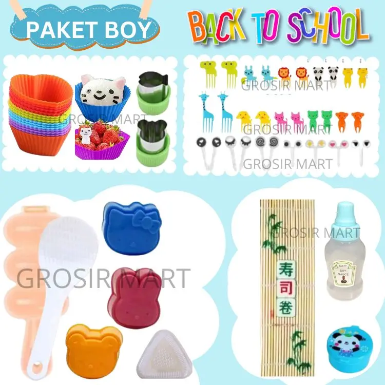 Isi 50 Paket Perlengkapan Bento Anak Set Komplit Bekal Anak Sekolah Cetakan Nasi Bento Bulat Karakter Murah Hemat Lengkap Peralatan Bento Tools Perintilan Bento Anak Hiasan Bento Tusukan Bento Karakter Lucu 5