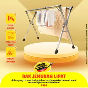 PERABOTAN - Jemuran Baju Lipat Stainless Steel hanger Tempat Jemuran Baju Dengan 3 Variasi Ukuran