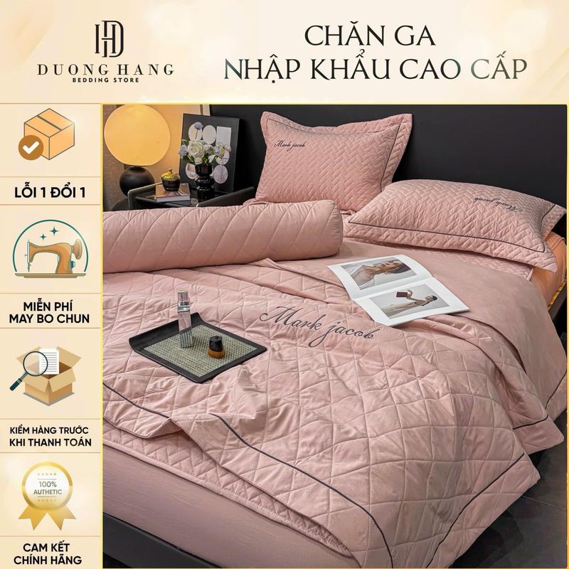 Cotton Linen sợi Lanh - bộ chăn ga gối 5 món trần bông