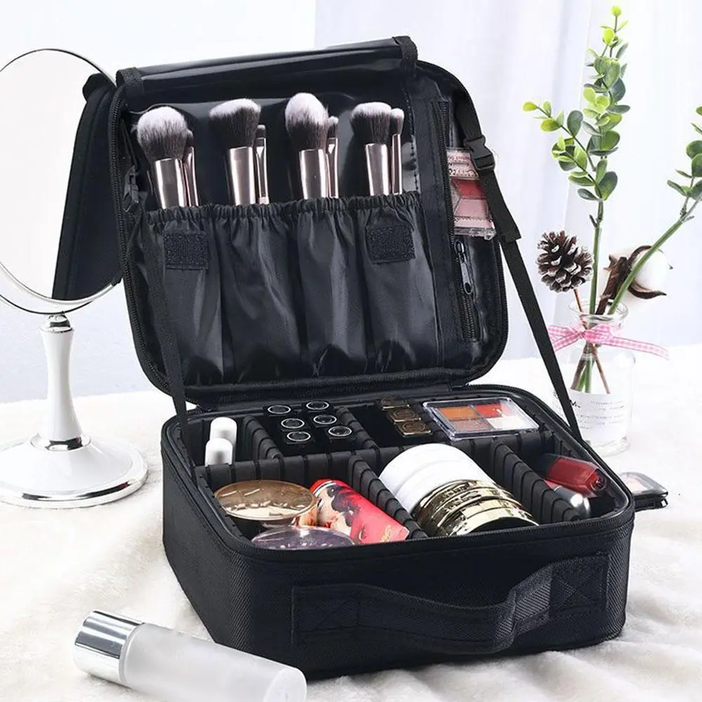 Stylish and Practical Cosmetic Case with Multiple Compartments - Portable Makeup Bag for Beauty Enthusiasts