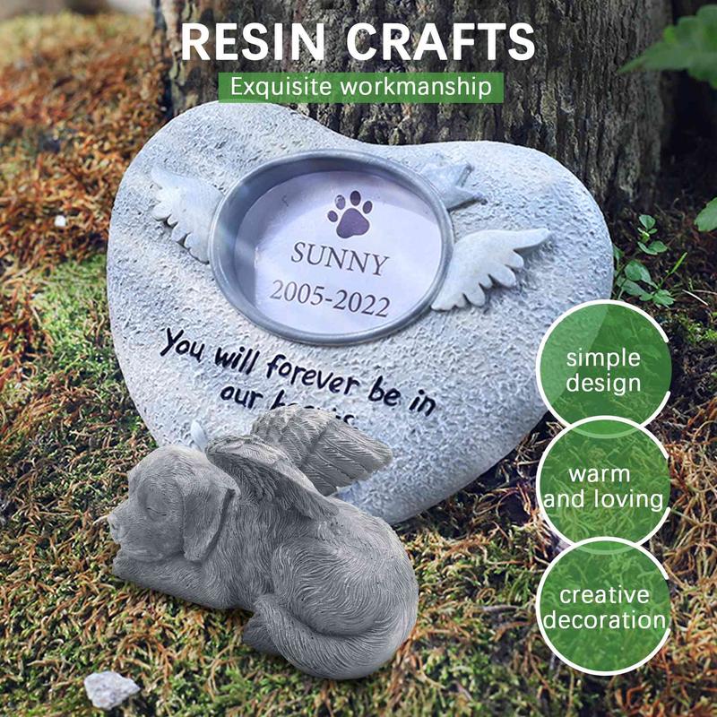 Product Introduction of Dog Angel Pet Memorial Tombstone Marking Carved Statue, Resin, Stone Finish 12