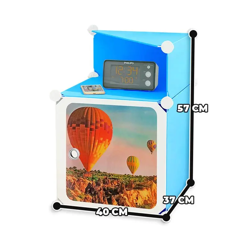 Lemari Plastik Minimalis Lemari Portable Lemari sisi ranjang 2 Susun Lemari Import Karakter Lucu 4