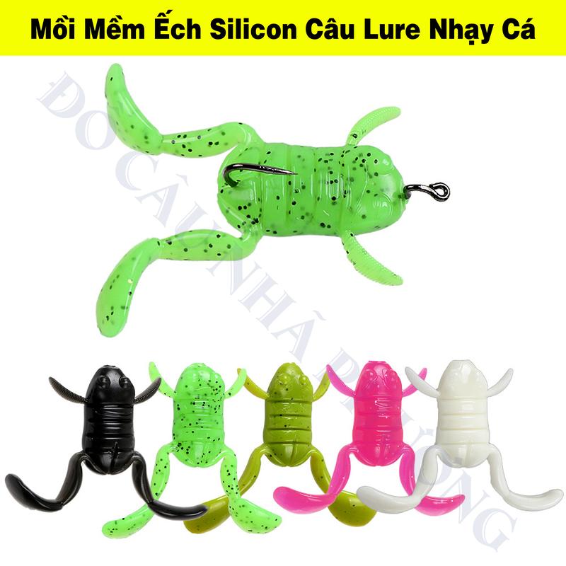Mồi Mềm Ếch Silicon Câu Lure Nhạy Cá Tặng Lưỡi + Khoá Lure - Mồi Lure Fishing Câu Cá Mồi Cá Nhái Hơi Mồi Mềm